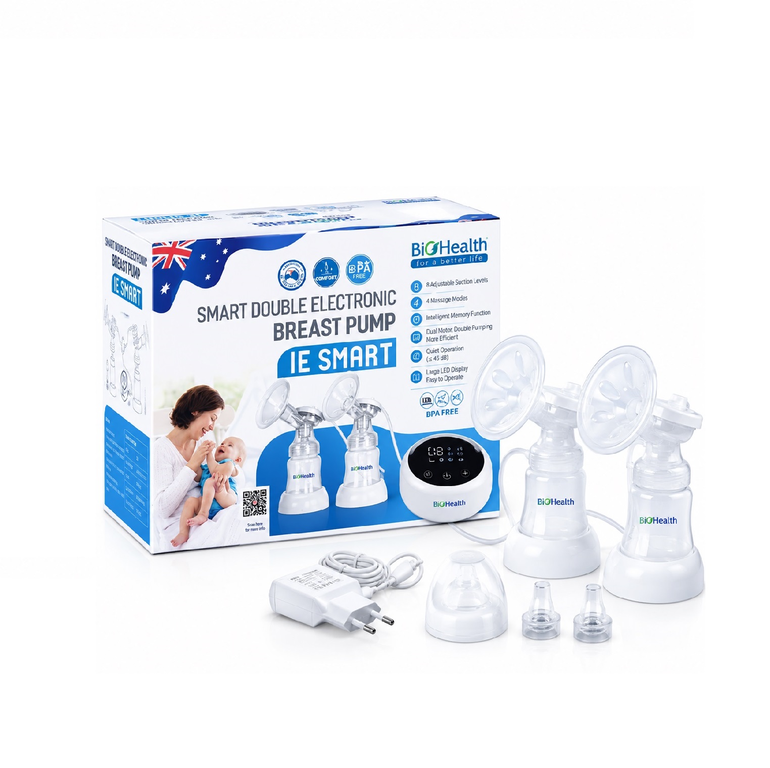 Máy Hút Sữa Điện Đôi BioHealth IE Smart – 4 Chế Độ Hút