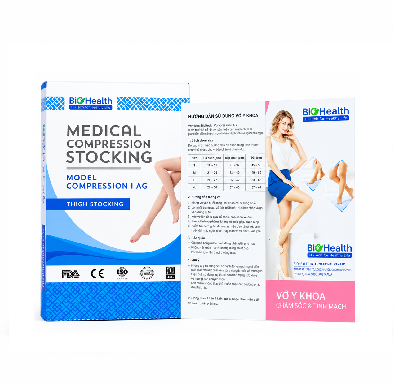 Vớ đùi y khoa BioHealth Compression I AG 18–21 mmHg