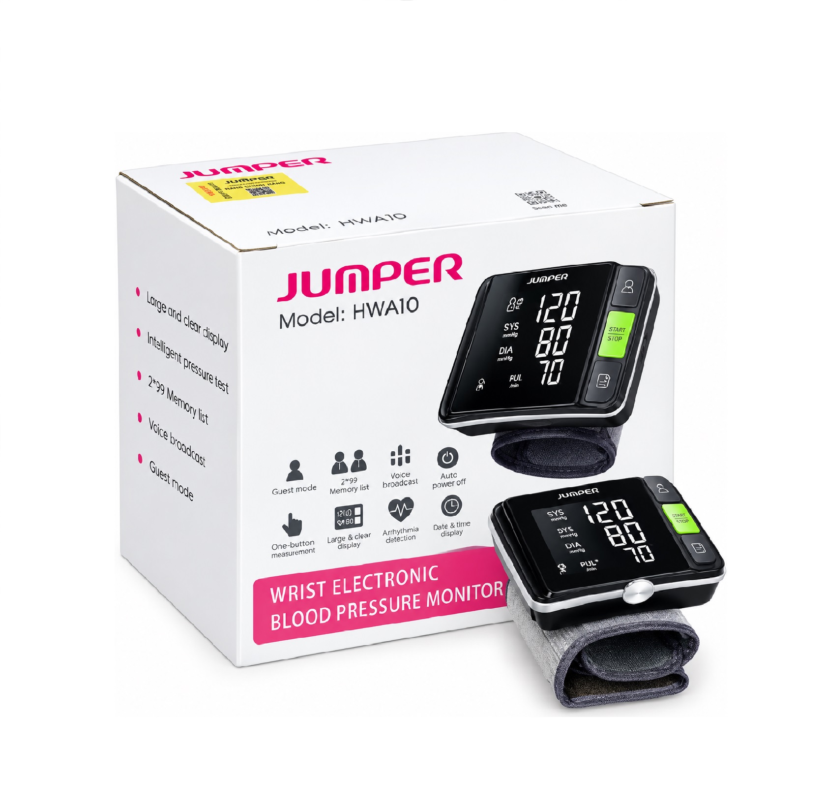 Máy Đo Huyết Áp Cổ Tay Jumper JPD-HWA10 Chính Hãng