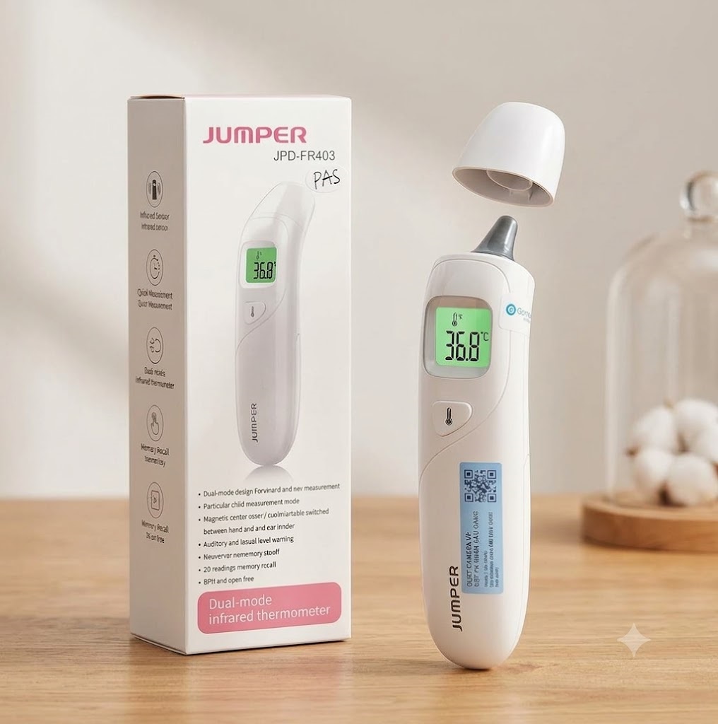 Nhiệt kế hồng ngoại đo trán và đo tai Jumper JPD-FR403 