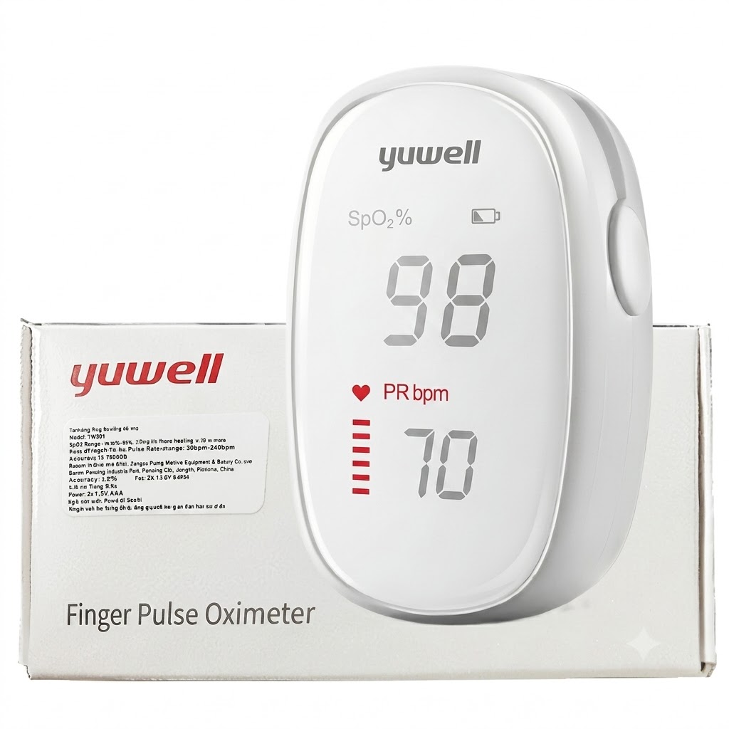 Máy Đo Nồng Độ Oxy Trong Máu Yuwell YX102 – Đo SpO₂, Nhịp Tim