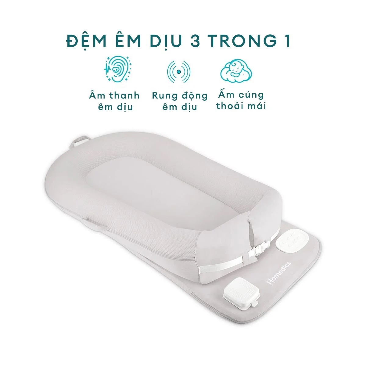 Đệm Massage 3in1 HoMedics MYB-L100-GY Cho Bé 0–9 Tháng
